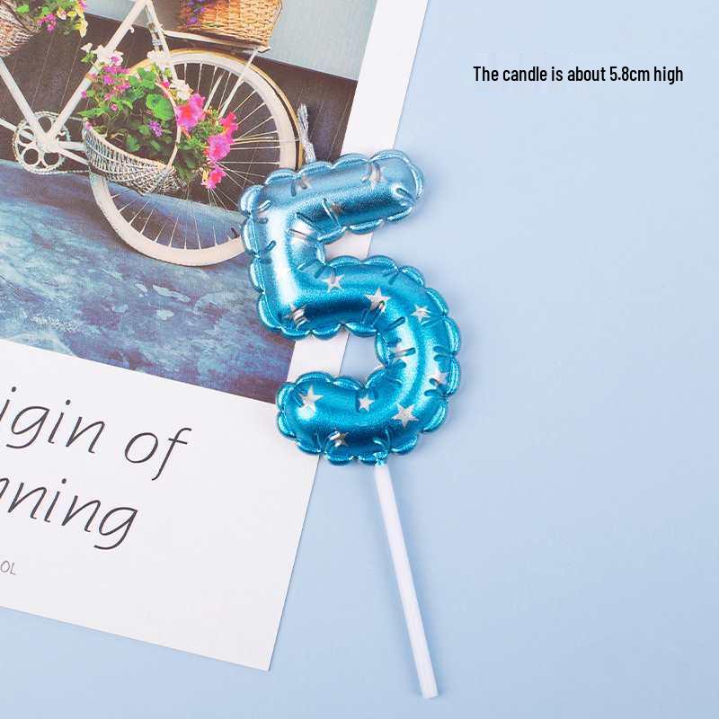 Large Rainbow Laser Number Balloons and Candles for Birthday Cakes and Party Decorations