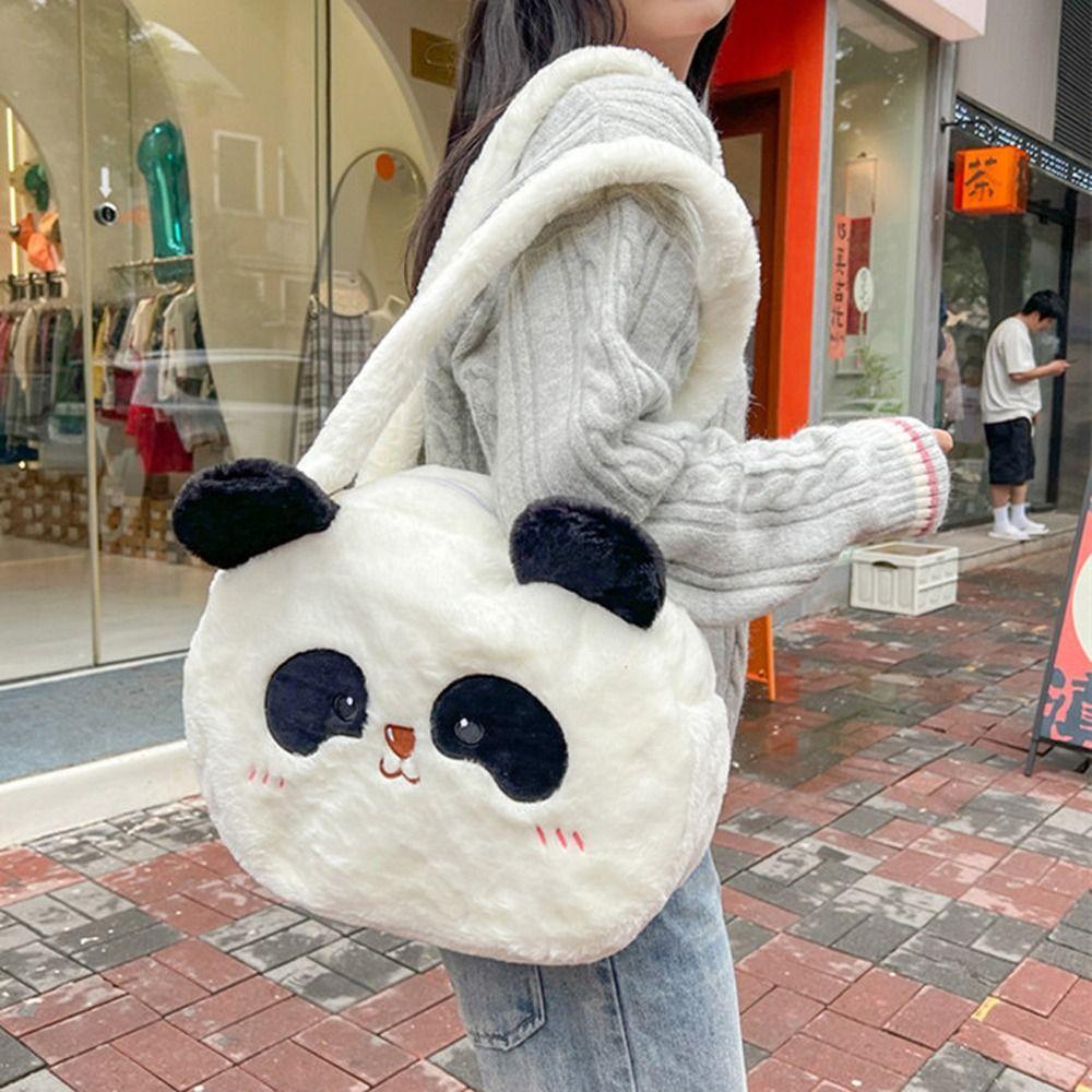 Korean Style Students School Bag Plush Cartoon Messaage Bag Cute Panda Backpack Travel