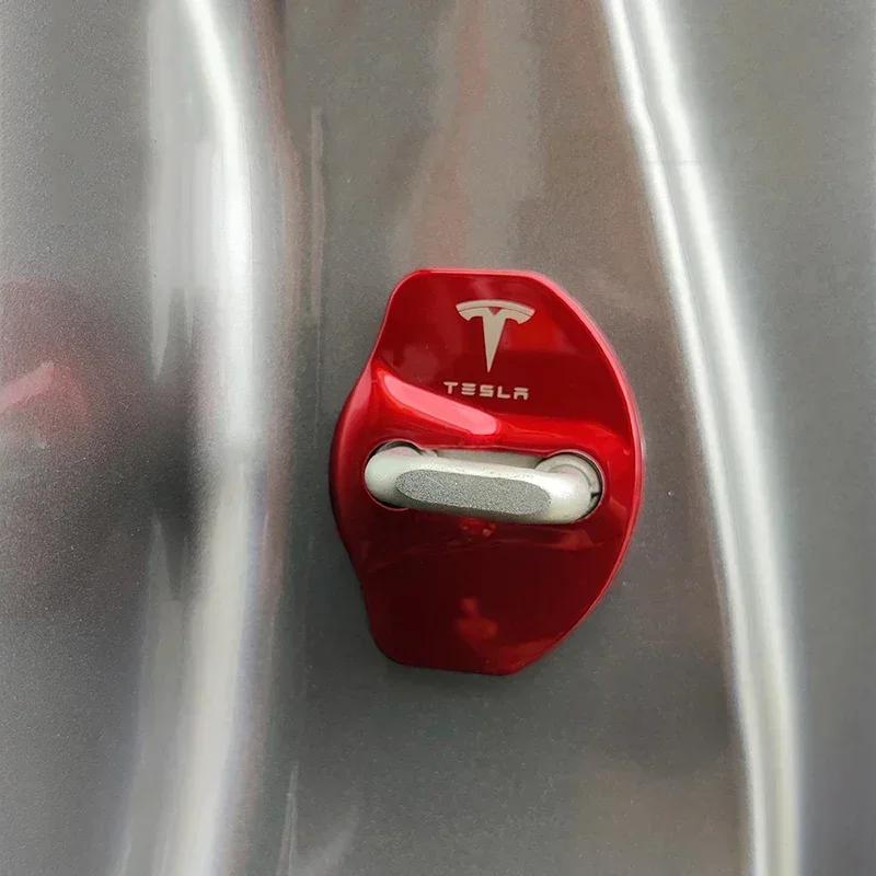 Car Sticker 2025 New Tesla 4pcs/set 3D Car Door Lock Cover Emblem Sticker for Tesla 2017-2019 Model 3 2019 Model X Protector Bad