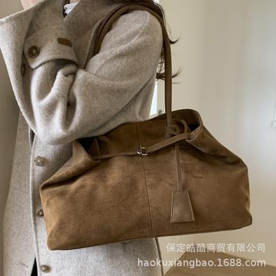 Simple Retro Suede Bag Women's 2025 New Large-capacity Commuting Single Shoulder Underarm Fashion Portable Tote Bag