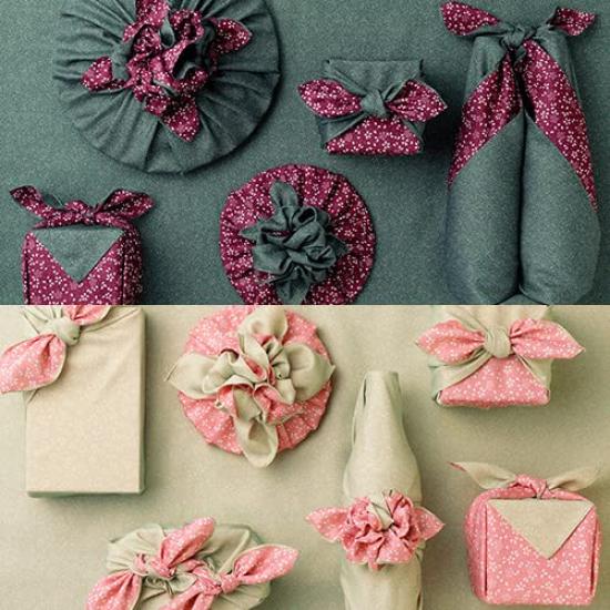 Musubi Furoshiki Shark Made in (Woven Cloth), Large, 90cm, Double-Sided, Reversible, Print, Wakaba/Pink, Japan, 10170-320