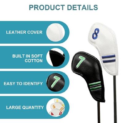 9Pcs Golfs Club Head Cover Fit Most Brands Golfs PU Leathers Iron Waterproof Golfs Club Headcover Golfs Iron Head Cover