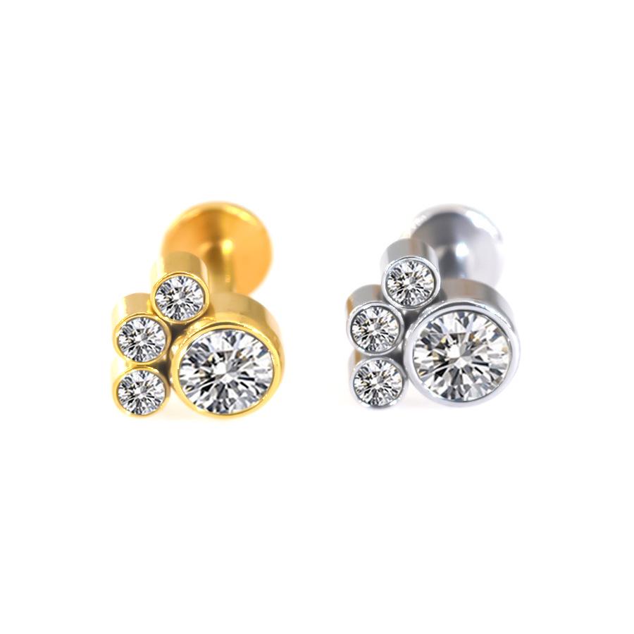 Stainless Steel Diamond-Inlaid Lip Stud Piercing Earring, 1.2*6/8mm.