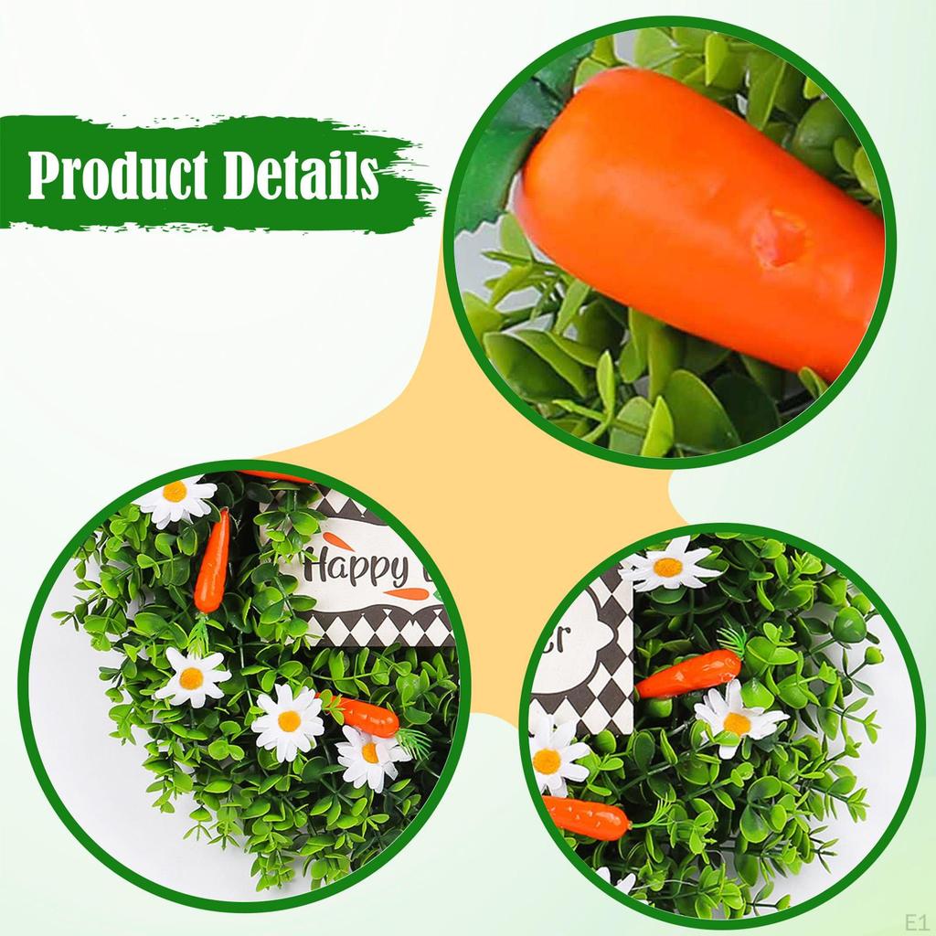 Easter Carrot Wreath Front Door,Greenery Eucalyptus Backdrop Happy Sign for Wedding Party