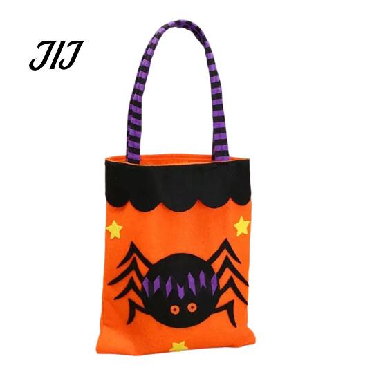 Lightweight Portable Gift Pouches Halloween Candy Bags, Non-Woven Trick or Treat Tote Bags with Handles, Festive Snack Storage Cute Black Cat Pumpkin