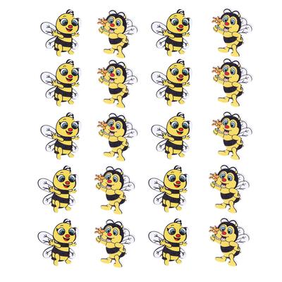 20pcs Wooden Buttons Bee Shape Cartoon Decorative Painted Button Clothing Accessories for Sewing