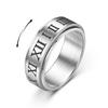 Roman Numerals Stainless Steel Chain Anxiety Rings For Men Silver Rotating Metal Fidget Spinner Ring Anillos De Hombre