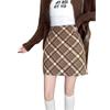 American Retro Plaid Slimming Skirt - Hip-Hugging Casual Design for Autumn/Winter