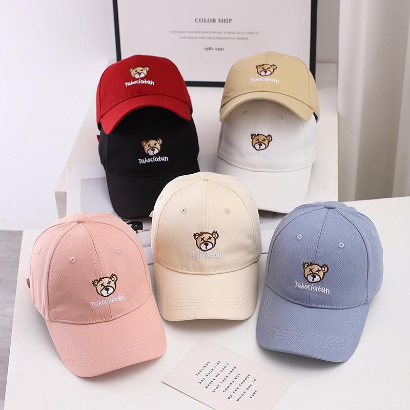 Baseball Cap Spring And Autumn Women'S Hard Top Fashion Men'S Cap Casual Bear Embroidered Hat Shade Summer