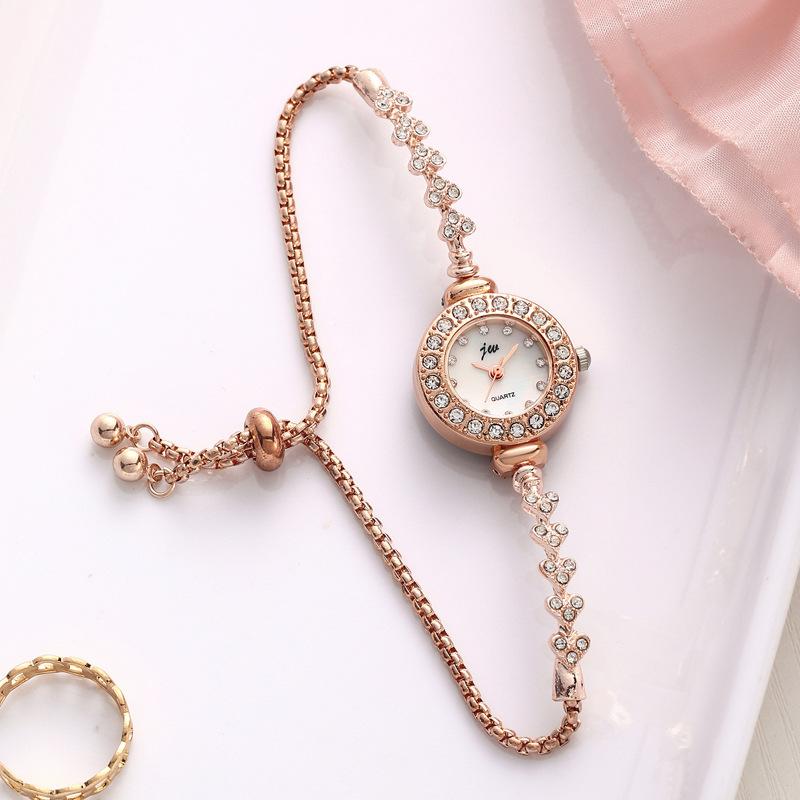 Montre-Bracelet Pleine de Diamants pour Femme Montre Bijou à Cordon Coulissant Niche Luxe Léger Montre à Quartz pour Femme