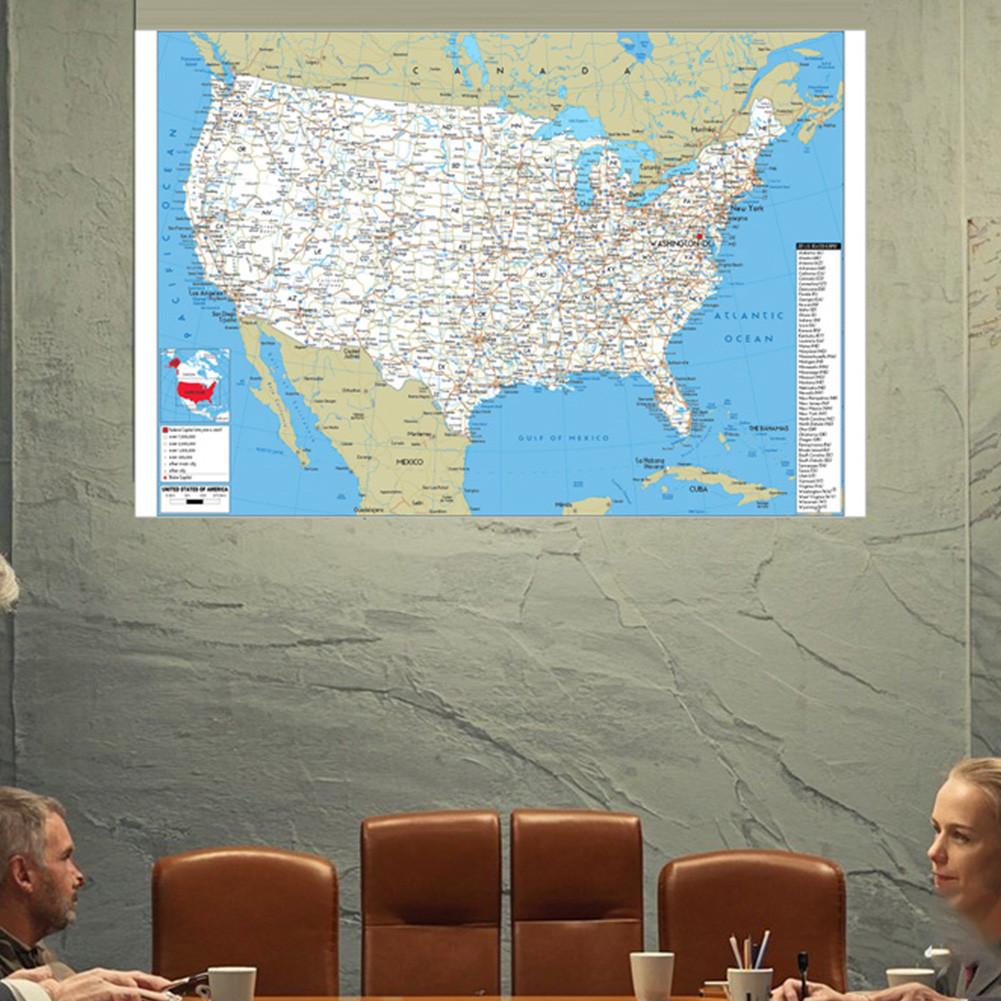 Английская карта Карта США Карта дорог, для класса, студенческой комнаты и домашнего декора, настенный декор, товары для путешествий