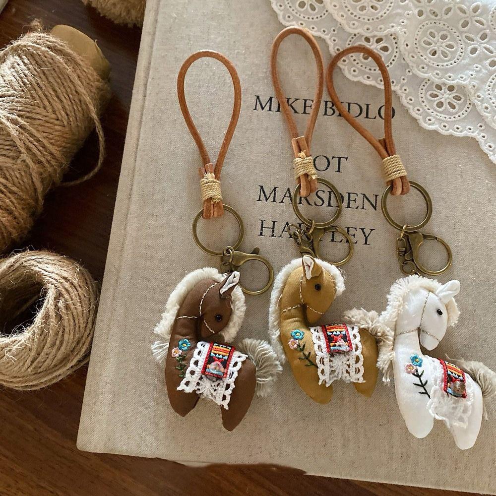 Stuffed Animal Horse Year Key Ring Cute Design Pony Pendant  Backpack Decoration