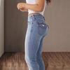 Women's High Waist Washed Women's Jeans Fashionable Versatile Straight Leg Pants
