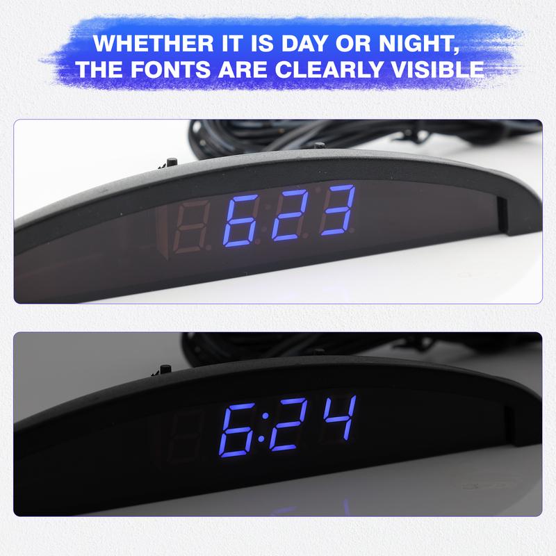 LED Car Clock 24-Hour Thermometer Car ide Outside Temperature Meter Digital Battery Voltage Monitor DC 8~28V Voltmeter