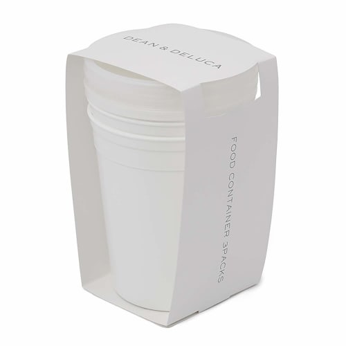 DEAN & DELUCA White Food Container Set of 3 (S/M/L), Microwave and Dishwasher Safe, 12 x 12 x 17.5 cm, Lunch Box, Bento Box, Storage Container