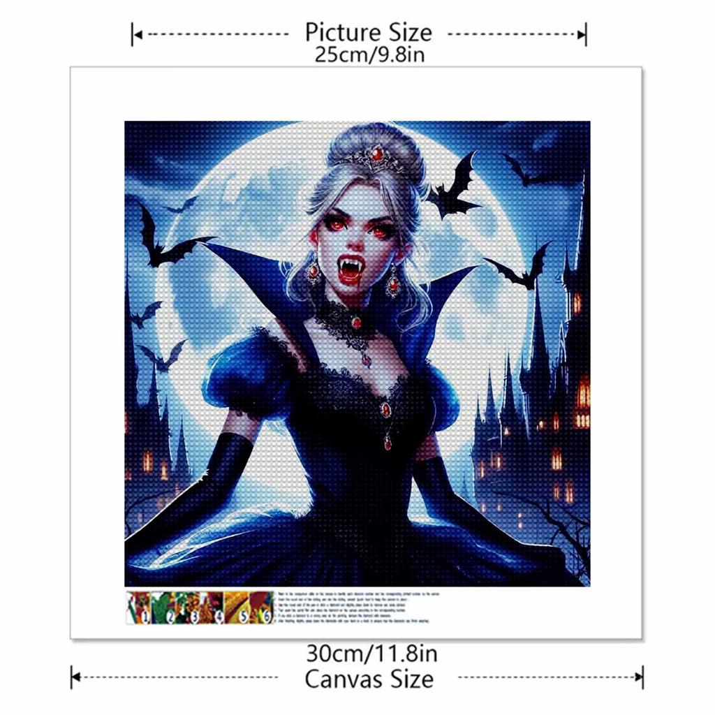 5D DIY Diamond Painting Decorative Vampire Princess Full Round Drill Scenery Diamond Embroidery Cross Stitch Kits Home Decor Gift