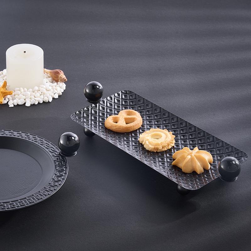 Black and White Square Round Tray