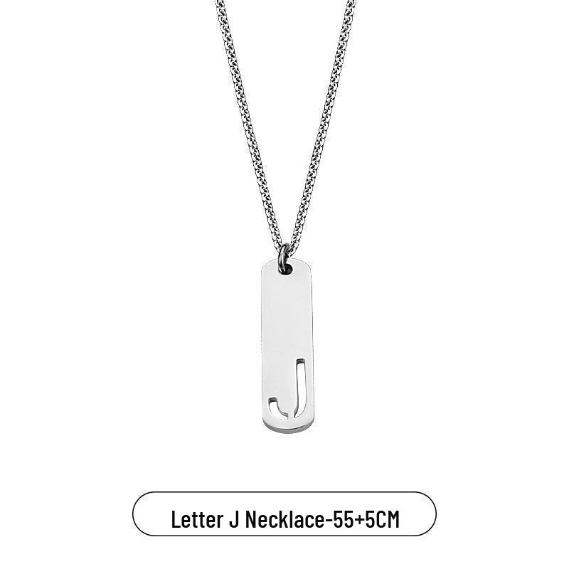 

Мужское простое квадратное ожерелье с подвеской в виде 26 букв английского алфавита - Титановая сталь Нишевый дизайн Аксессуары.