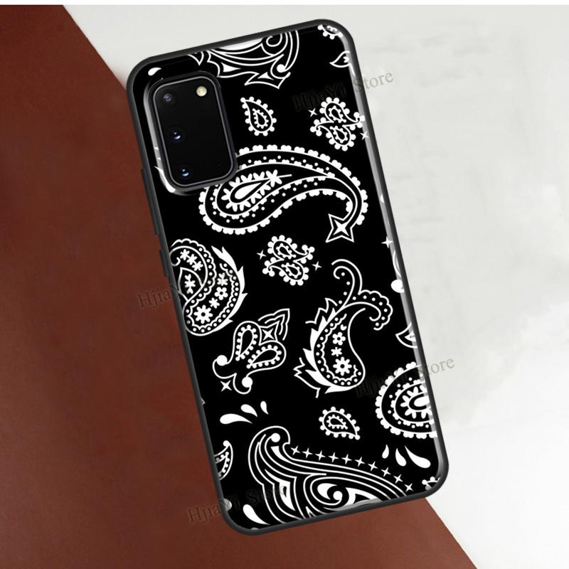 

Черный чехол для телефона с банданой и пейсли для Samsung Galaxy S21 Ultra S22 S20 FE S8 S9 S10 Plus Note 10 Note 20 Galaxy S21Ultra