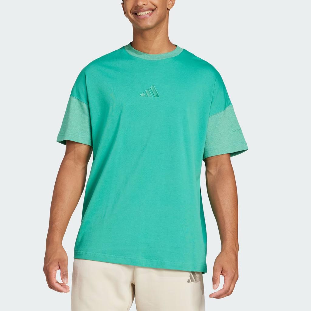 Adidas All Season Sportswear Comfortable Patchwork Loose Short Sleeve T-Shirt Men Tops Half-Court-Green JJ3676