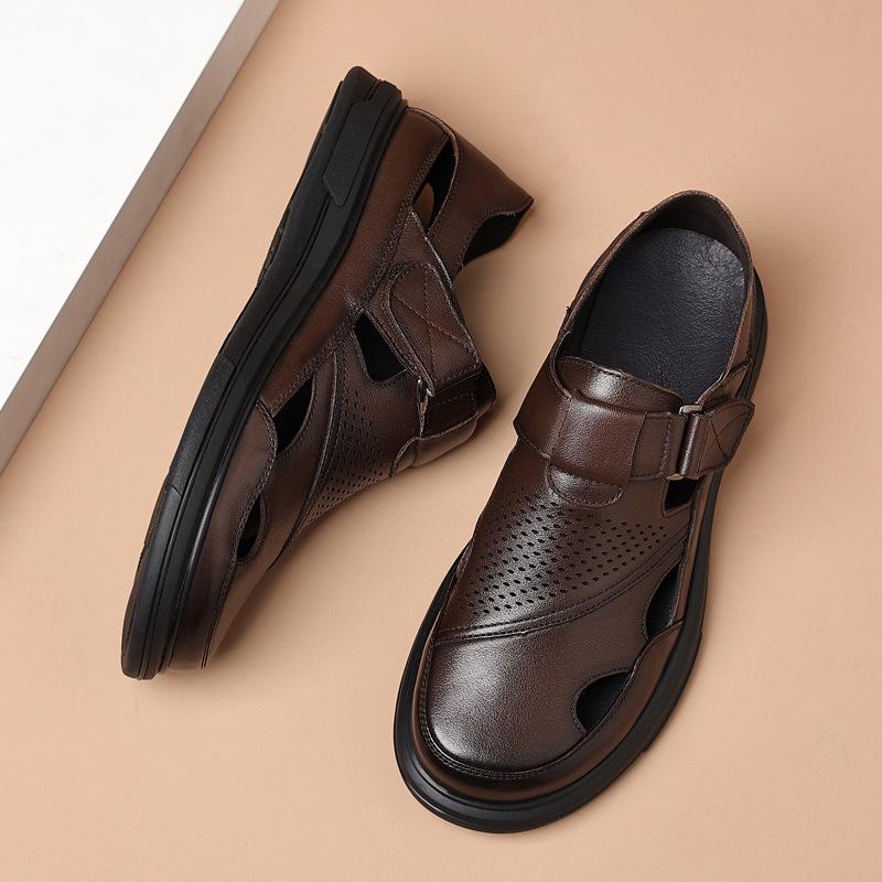 Luxury Mens Sandals High Quality Genuine Leather Business Sandals Hollow Out Leather Sandal Outdoor Casual Beach Sandals for Man