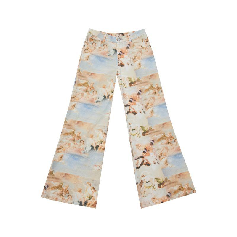 

Original Design Ancient Greek Print Low Waist Jeans Flower color XL