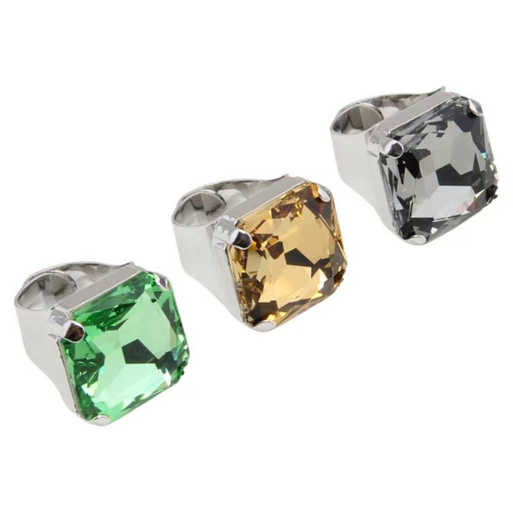 Rhinestone Crystal Square Rhinestone Ring Adjustable Size Large Crystal Ring Party Accessories