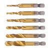6Pcs HSS Tap Drill Bits Set High Speed Steel Titanium Coated Hex Shank Thread Hand Tool M3‑M10