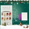 Christmas Press On Nails Medium Square Fake Nails with Gold Snowflake Christmas Tree Designs Xmas Red False Nail Acrylic Winter Snow Stick On Nail