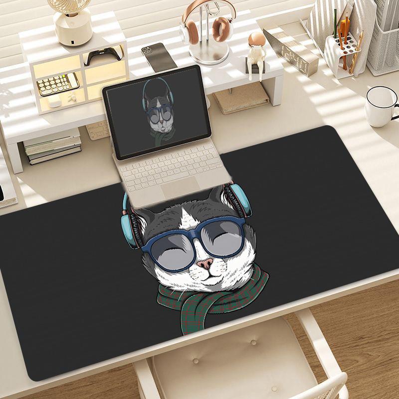 Cat Kawaii Mouse Pad Large Cute Girl Laptop Keyboard Pads Cartoon Lock Edge Wrist Mat