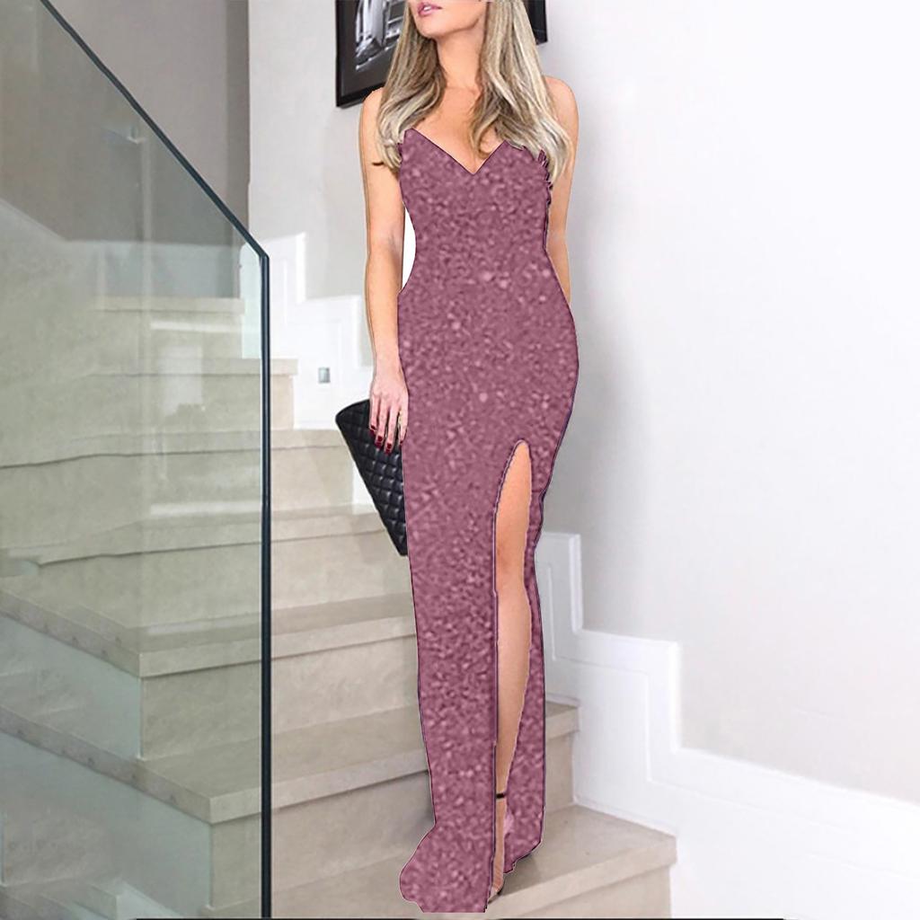 Dámské Sexy Sling Prošívání Patchwork Zářící večerní šaty s vyhloubeným střapcem