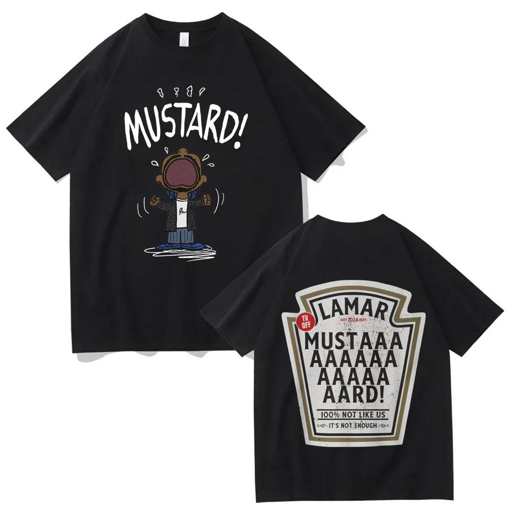 

Футболка с изображением рэпера Кендрика Ламара Mustard, модные винтажные футболки с коротким рукавом в стиле хип-хоп для мужчин и женщин, повседневные футболки из хлопка больших размеров XL чёрный