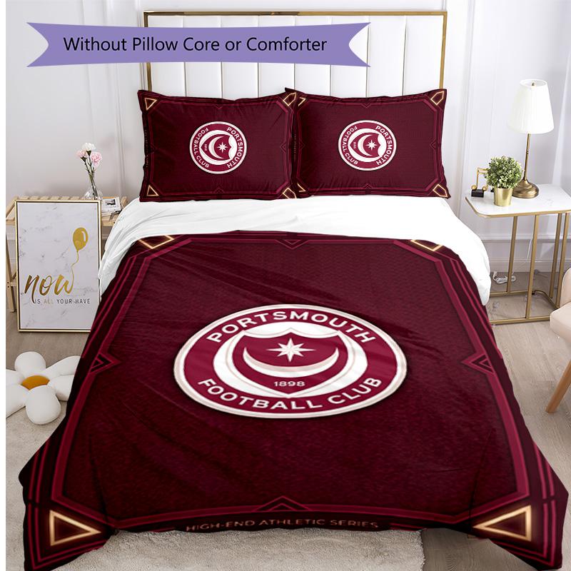 Portsmouth FC Printed 3PCS Bedding Set Breathable Duvet Cover with Pillowcases Decorative Bed Linen for Bedroom Home