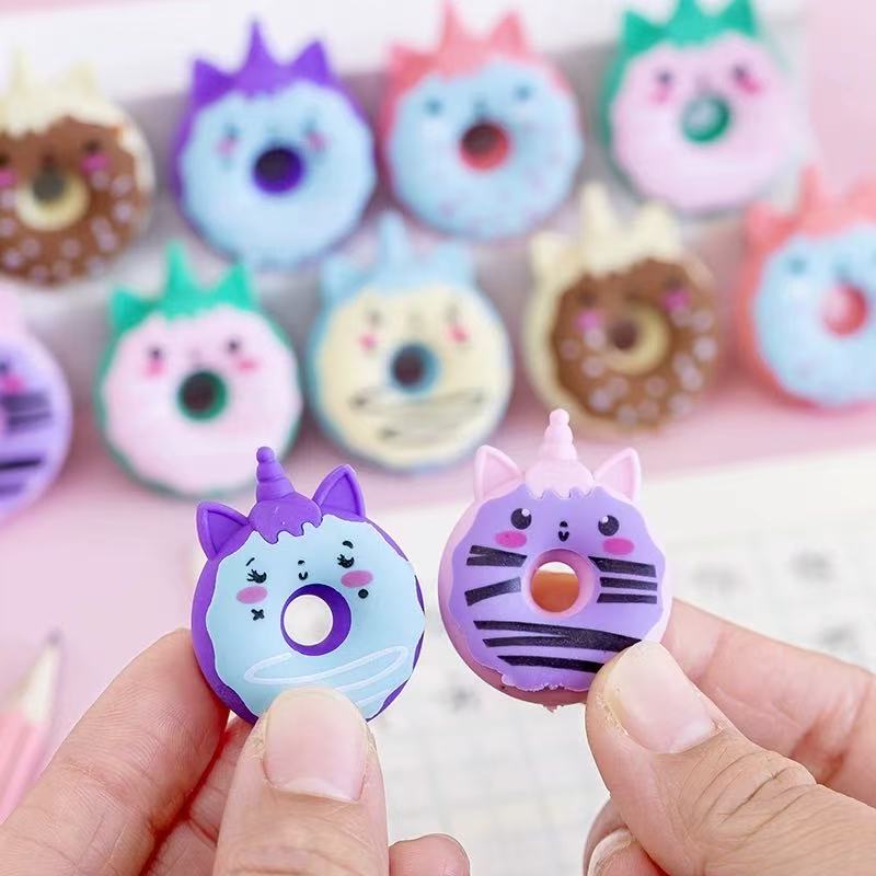 Gift Wholesale Donut Shape Eraser Cute Creative Childrens Learning Stationery Kindergarten Elementary School Kawai Eraser Lovely