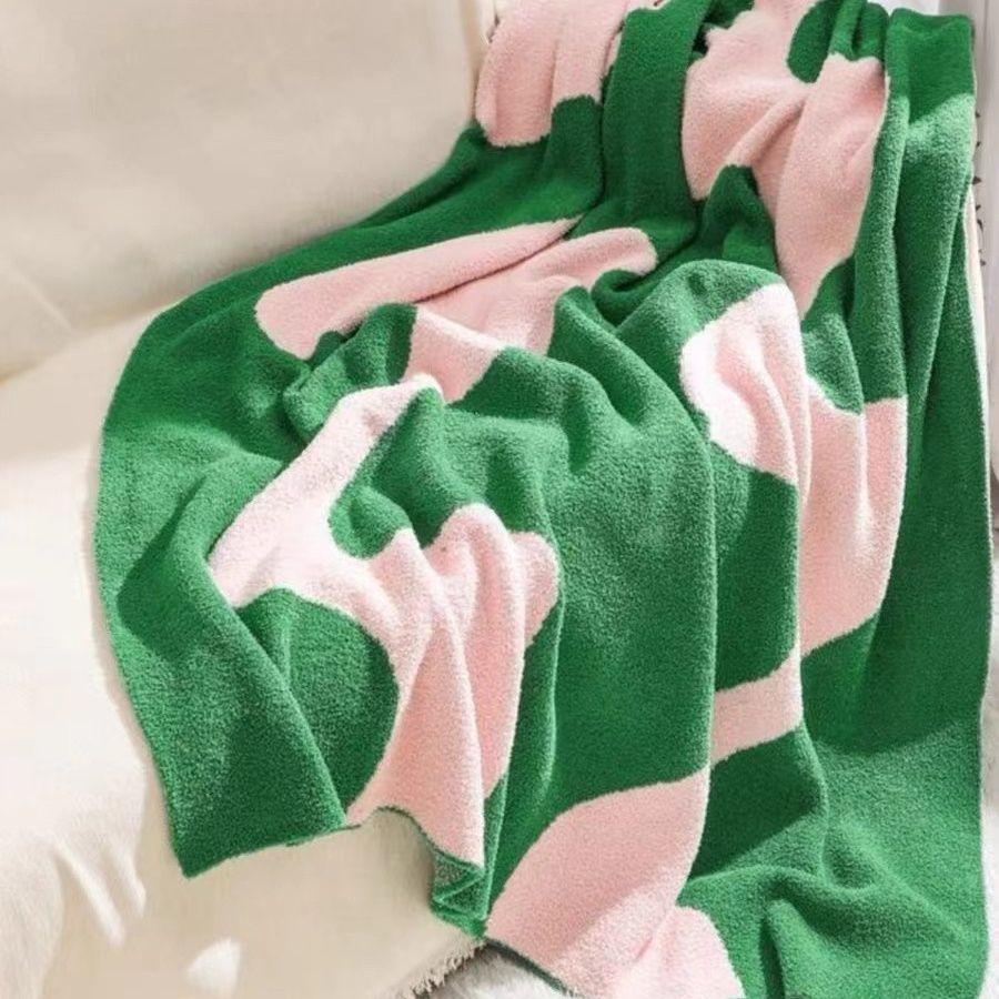 Nordic Knitted Half-Fleece Throw Blanket - Dopamine Sofa Cover for Office AC Naps (Single Size)