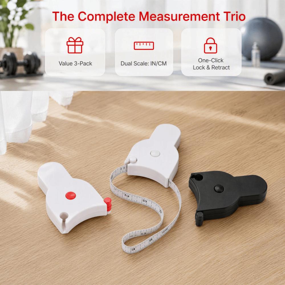 3Pcs Locking Mechanism Retractable Tape Measure  For Body Measurements