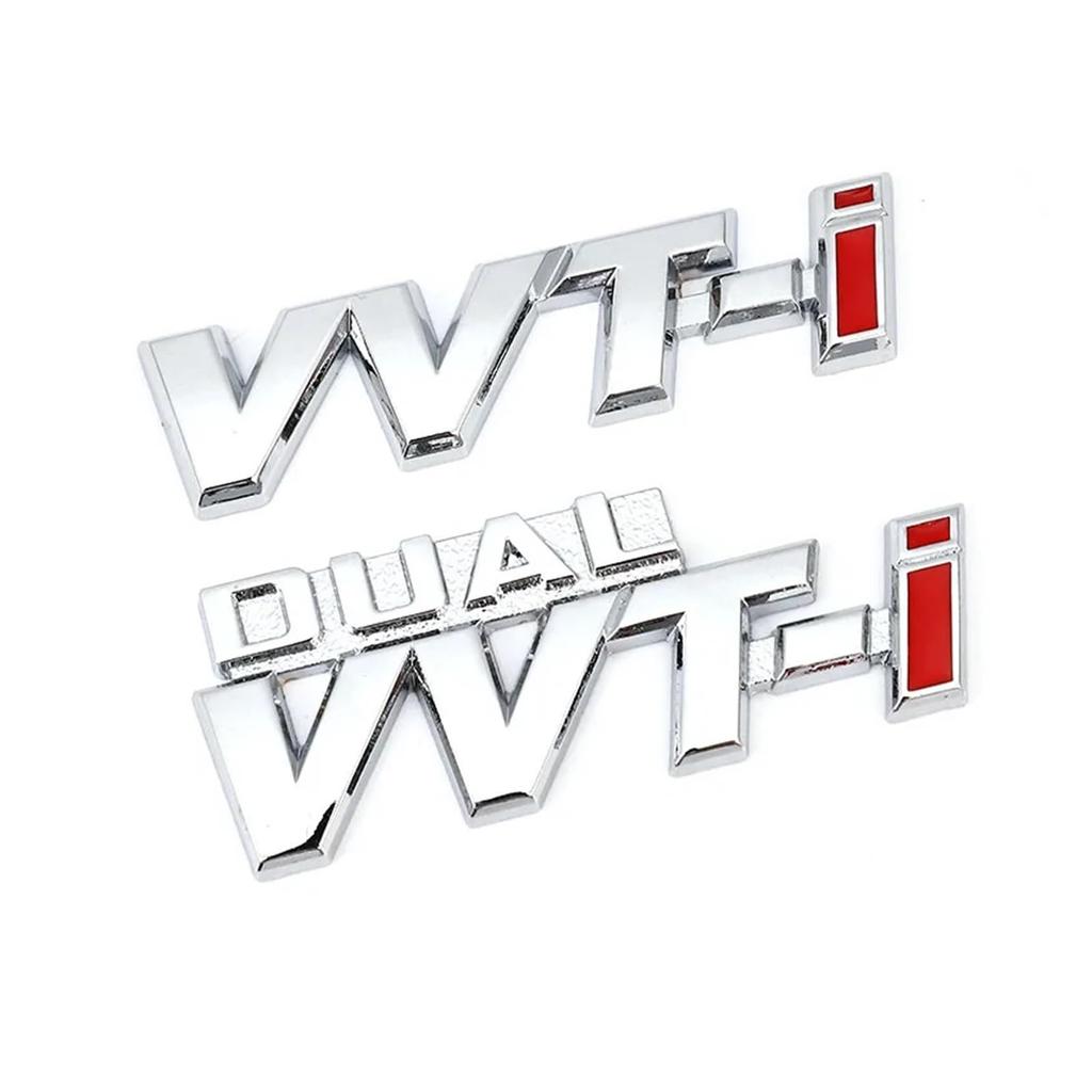 Car Sticker Emblem Auto Side Wings Badge Decal Dual VVT-i VVTi Camry Chr Avensis Reiz (Dual VVT-i Silver)