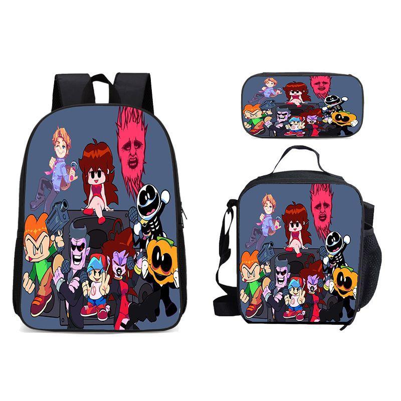 New Friday Night Funkin Backpack Three Piece Set Black Friday Korean Version Student Backpack Ice Pack Pencil Case Dropshipping