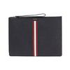 Striped Decorated Leather Clutch Men Clutch Black THALDEN-LT-10