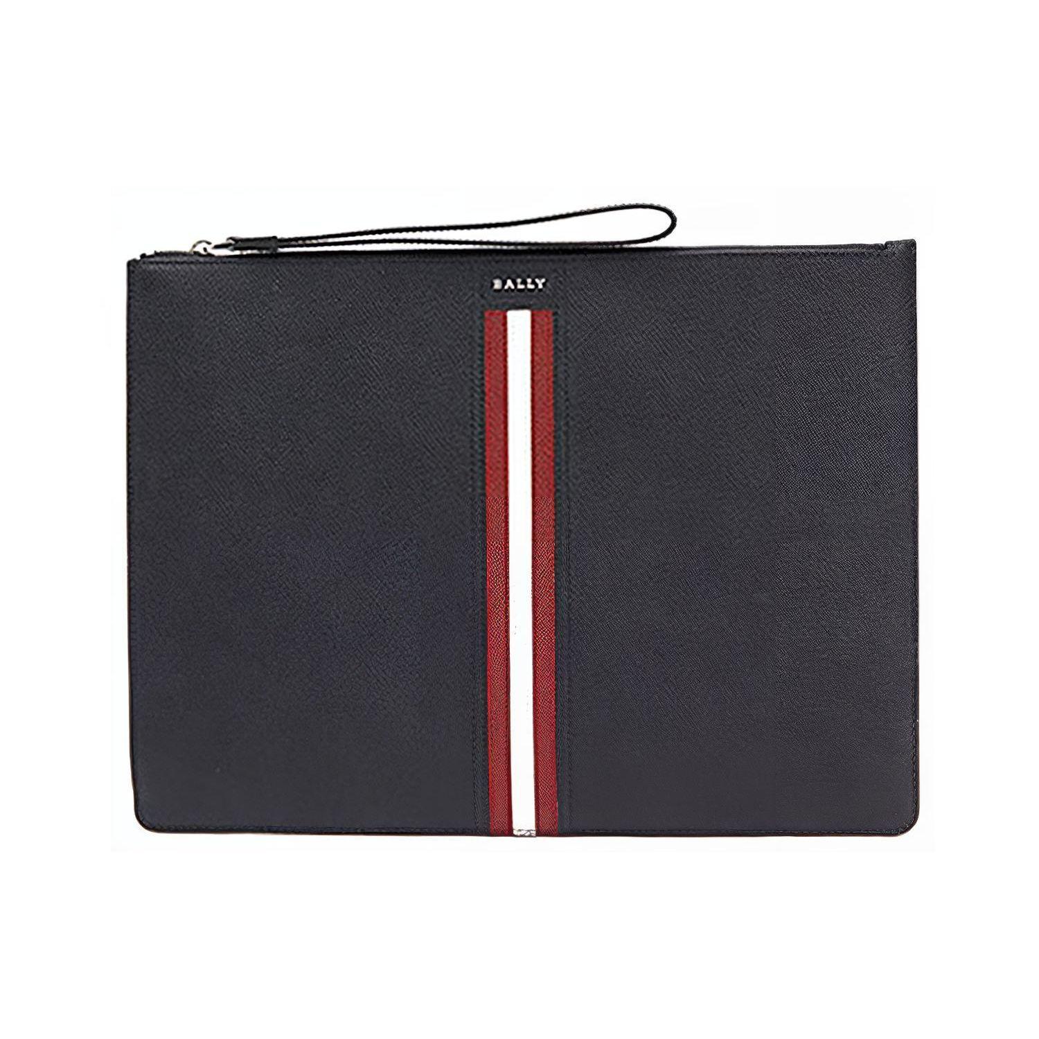 

Bally Striped Decorated Leather Clutch Men Clutch Black THALDEN-LT-10 Basic Set (Bag+Dust Bag)