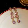 Silver Needle Diamond Elliptical Geometric Earrings Vintage Court Temperament Earrings Niche Premium Earrings