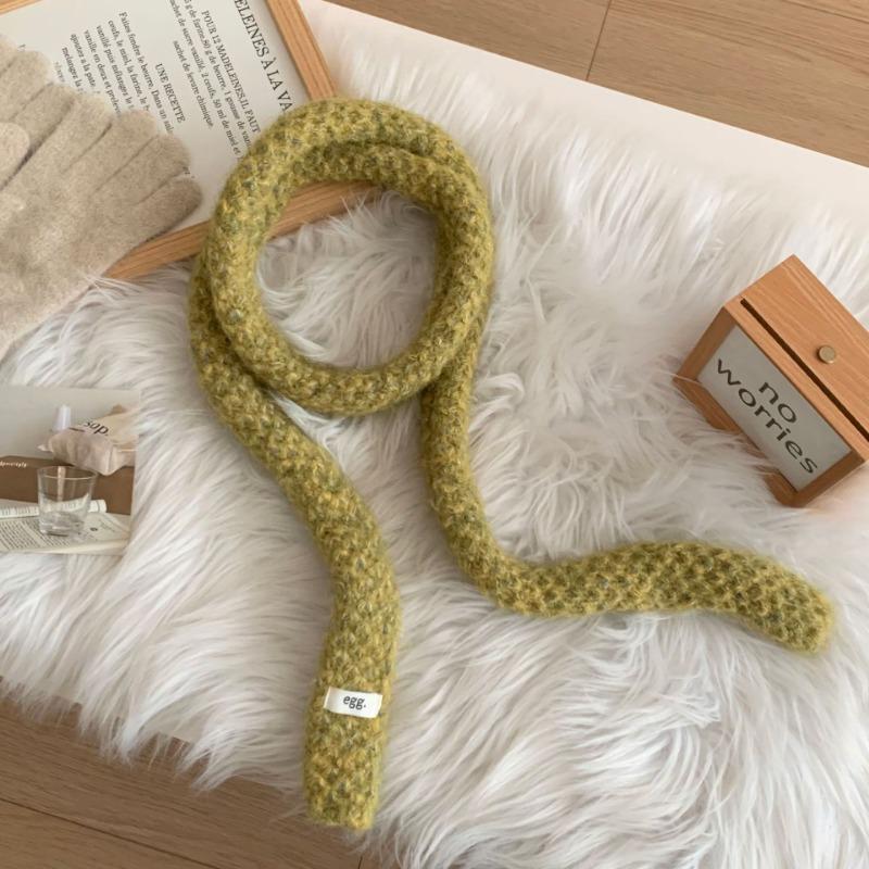 Knitted scarf atmosphere new versatile high-end neck protection scarf soft waxy thin small baguette scarf