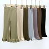 Girls Spring Autumn Stretch Cotton Ribbed Flare Pants Retro Versatile Bottoms