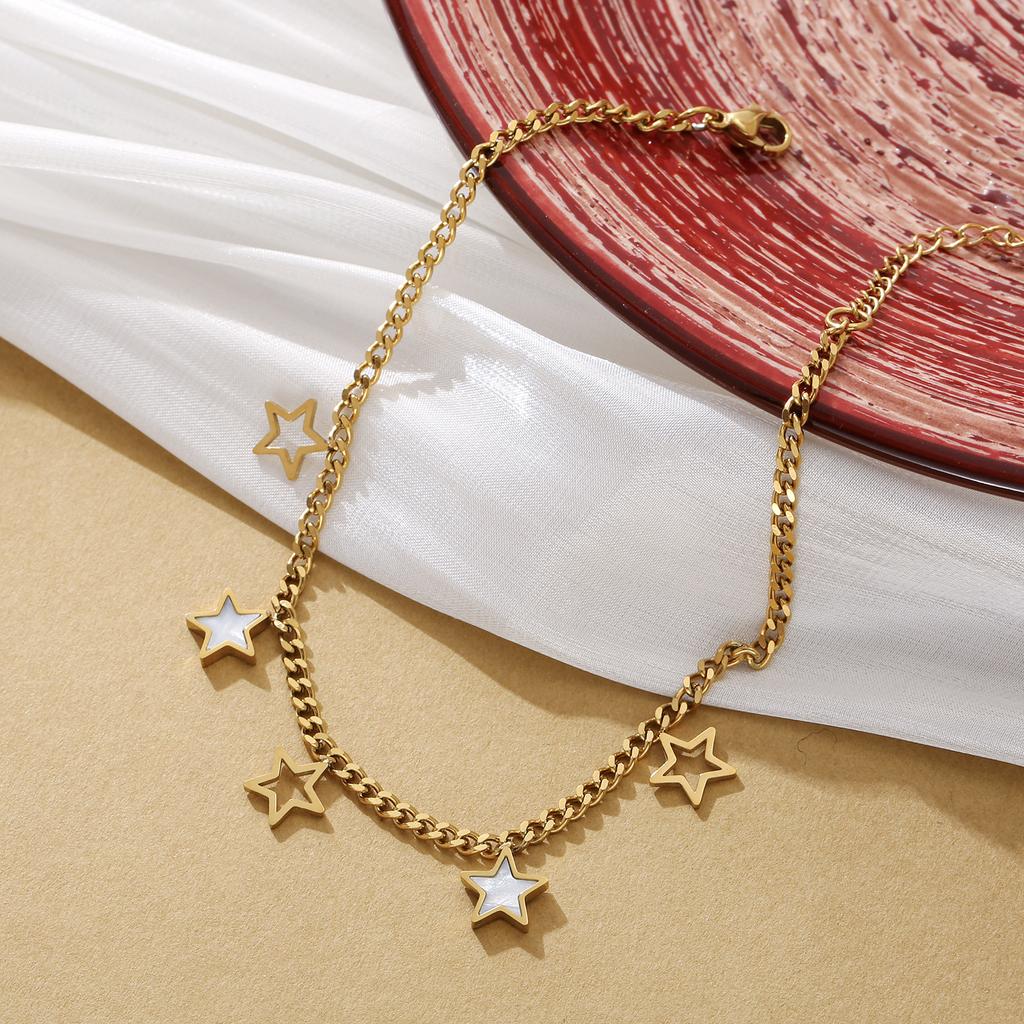 Stainless Steel Star Anklet for Women Minimalist Hollow Star Foot Jewelry Beach Accessory Gift