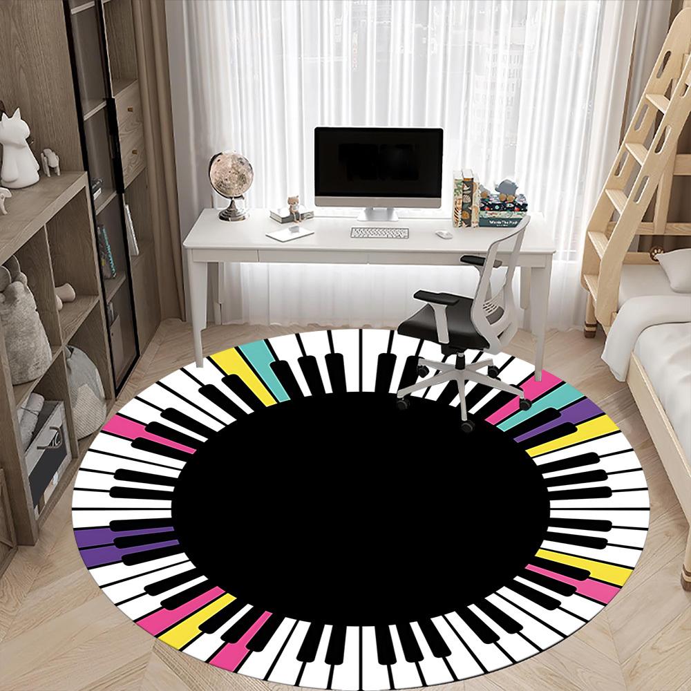 1PC Piano Keys Circle Chair Carpet for Office, Indoor Non-Slip Washable  Carpet, Soft Comfortable Mat For Office Room yy250930134