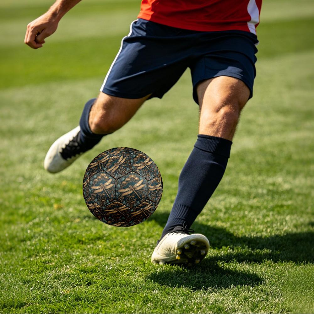 1pc Golden Dragonfly Art Theme Soccer Ball Football, Size 5, Lightweight PVC, Outdoor Training Soccer Ball,Gift c6584