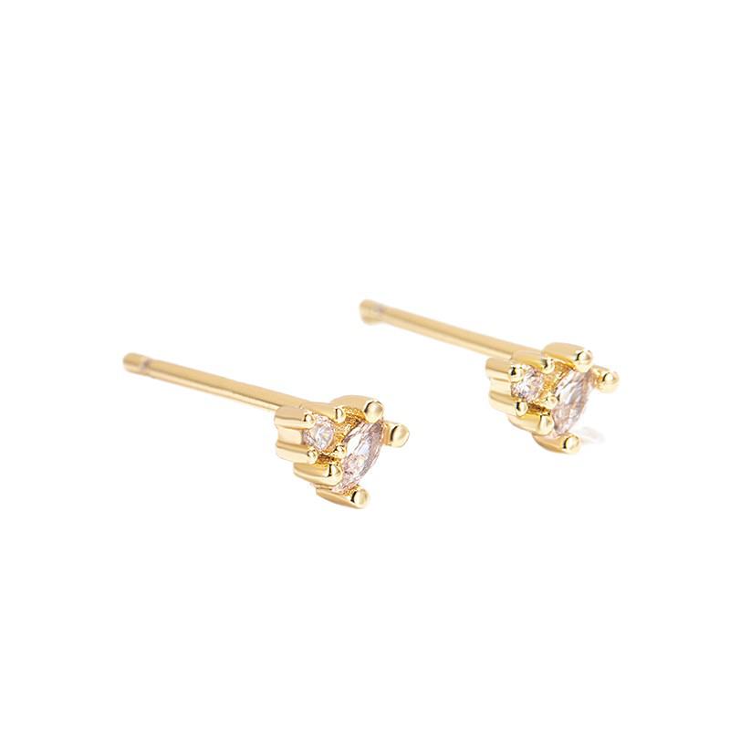 Eleganti Mini Orecchini a Bottone con Zirconi per Donna – Design Unico in Oro con Fascino di Alta Gamma