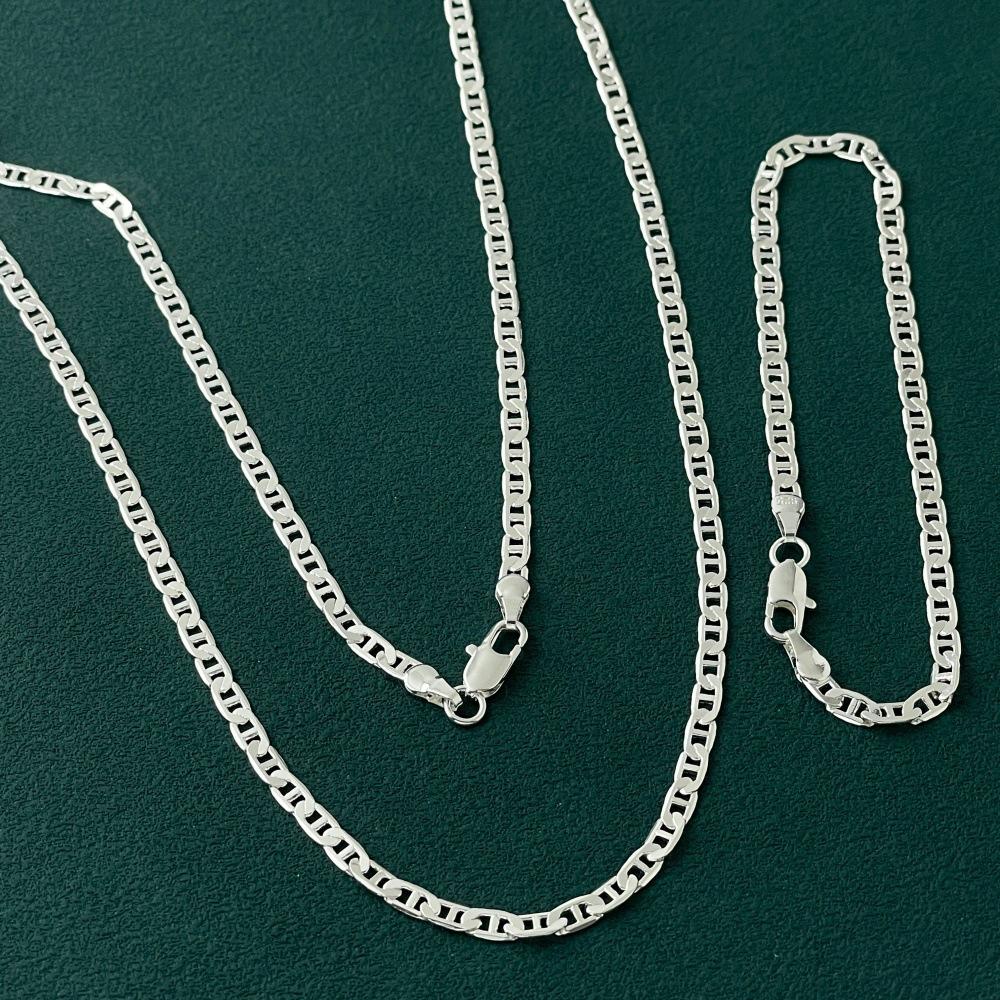 2026 Jewelry Plated 925 Silver 4MM Japanese Chain Fashion Versatile Jewelry 2026 20CM+45CM