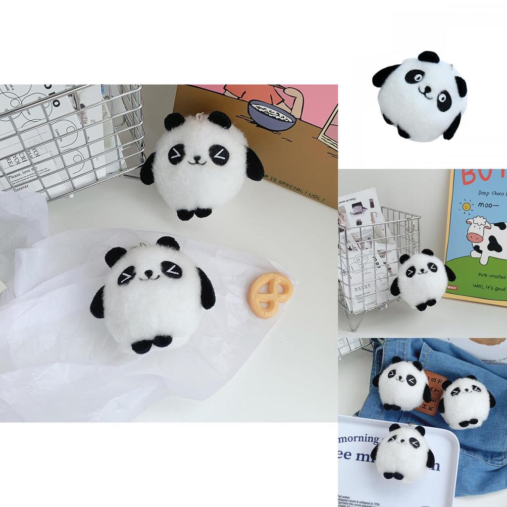 Adorable Panda Plush Toy Keychain Cute Black And White Stuffed Animal Bag Charm