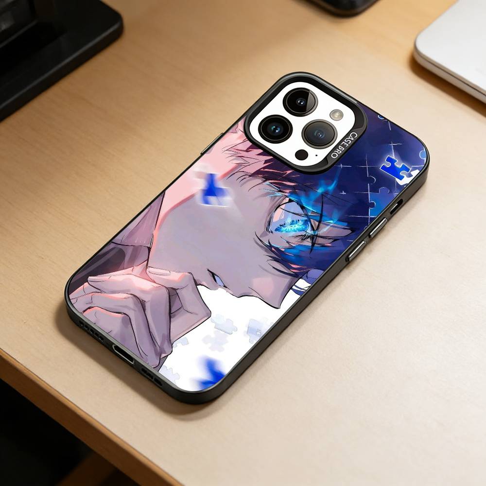 

B-Blue Isagi Yoichi Phone Case For iPhone 17,16,15,14,13,12,11 Plus,Pro Max,XS,Colored Silver Plated Inside Cover iPhone16pro